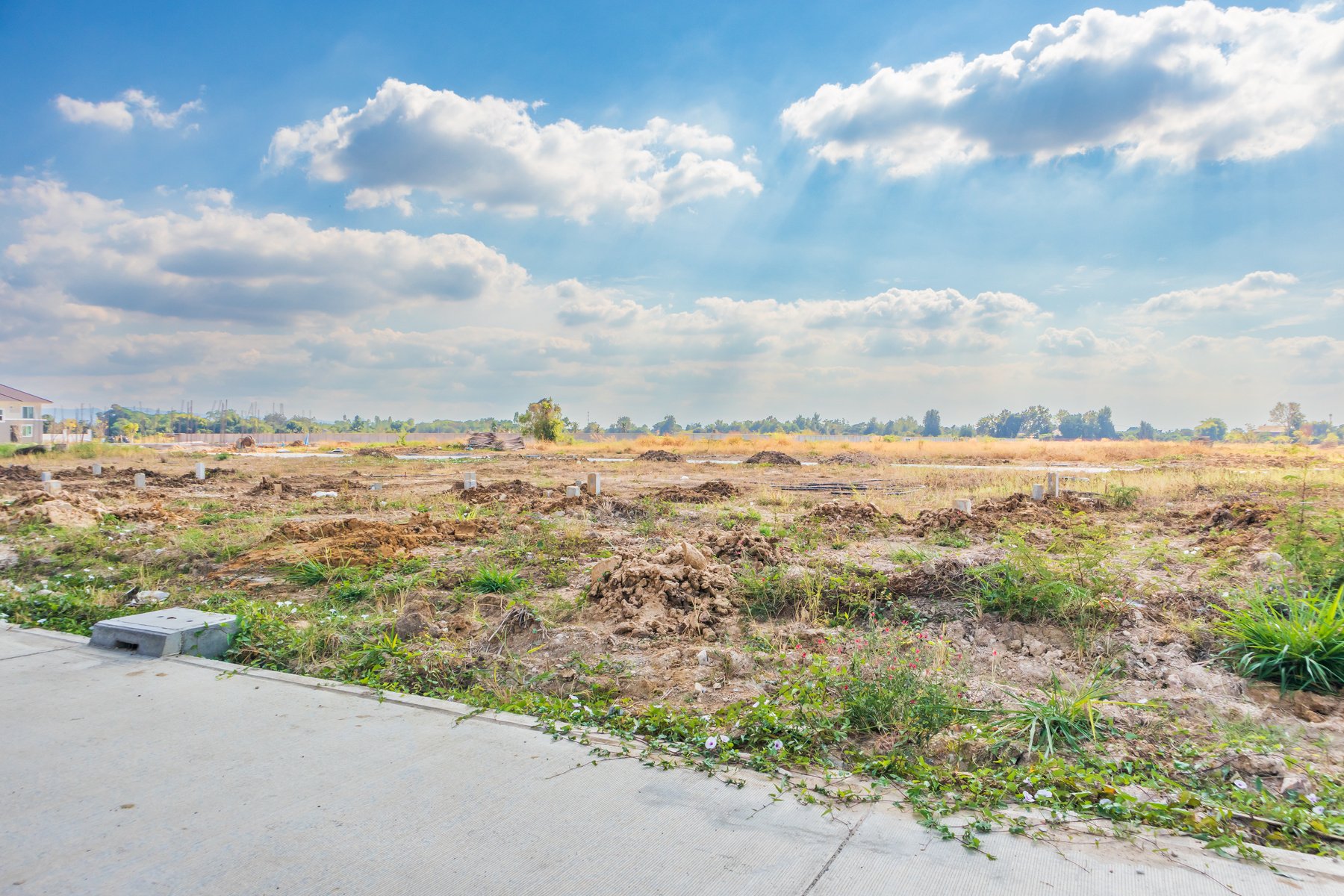 Empty land for housing estate development construction new house